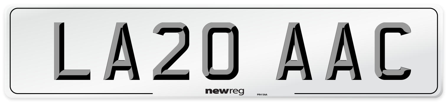 LA20 AAC Number Plate from New Reg